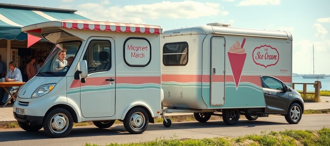 Remorque à glaces et poids réglementaire — ouvrir camion de glace guide