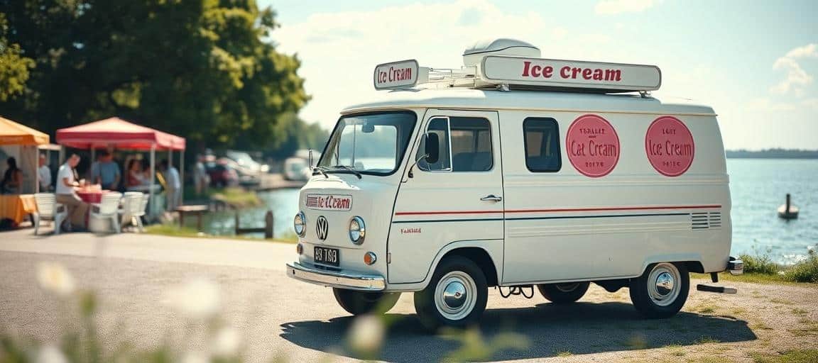 Les bases de loisirs et lacs, terrain de jeu estival — ouvrir camion de glace guide