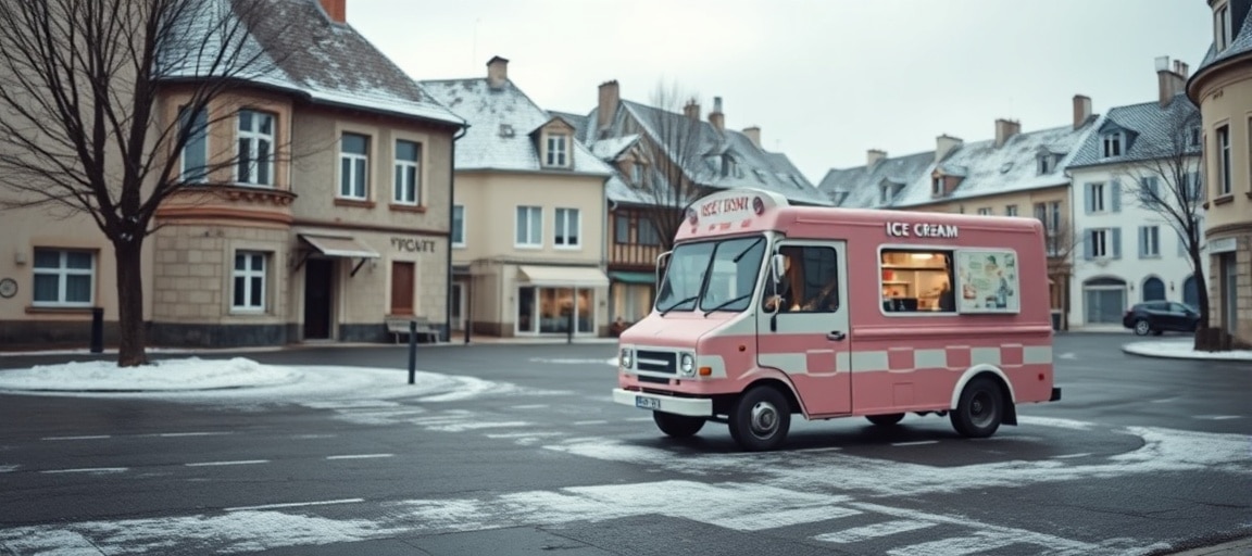 Le camion de glace en hiver : défi saisonnier — machine glace italienne camion