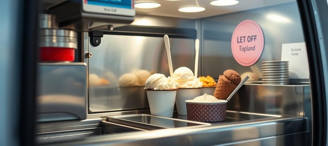 Équipement professionnel en espace réduit — machine glace italienne camion
