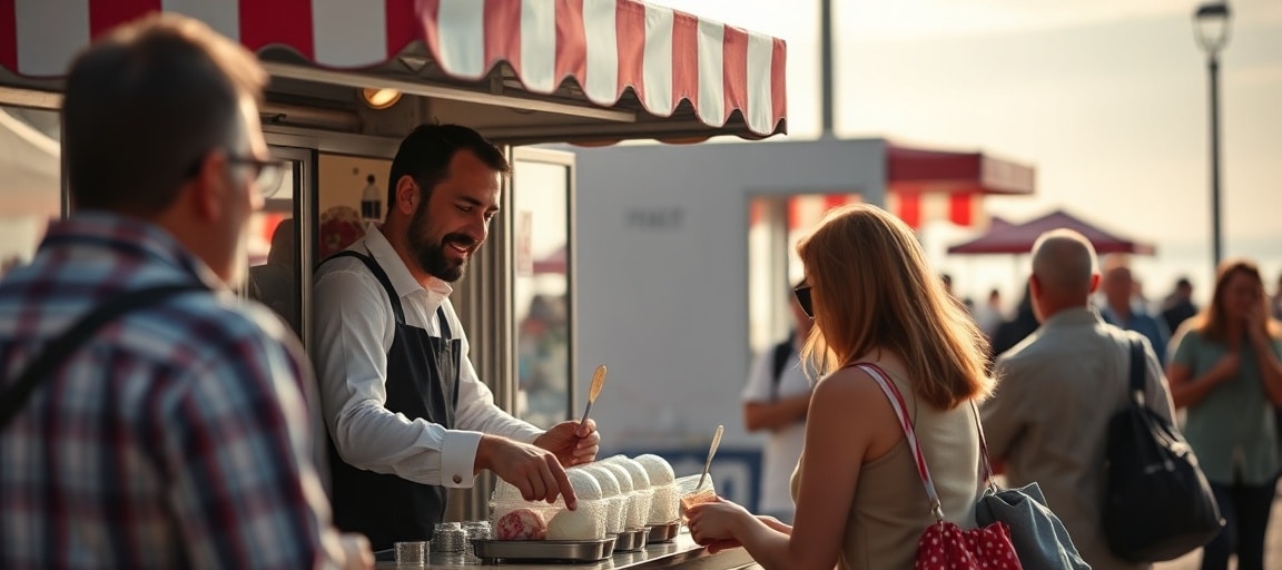 Ventes en action lors d'événements communautaires — ouvrir camion de glace guide