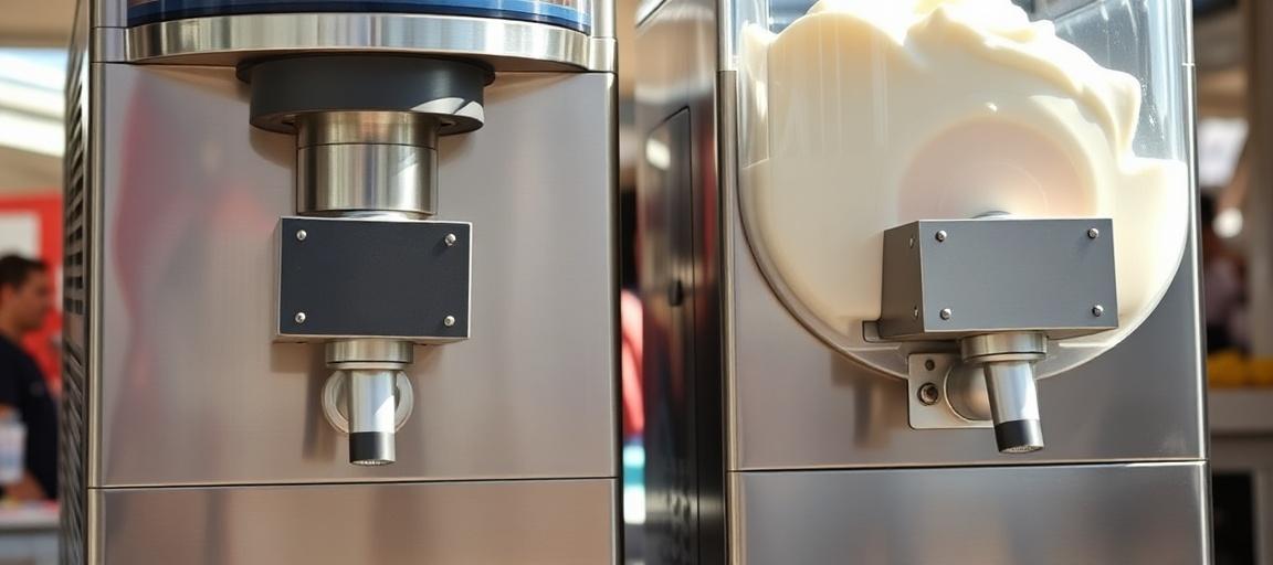 Machine à glace : gravité vs pompe — machine glace italienne camion