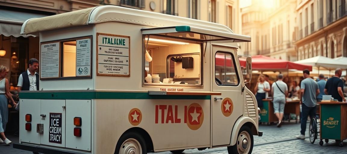 Le camion posé : transformation d'un emplacement — machine glace italienne camion