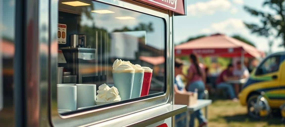 Matériel et emplacement stratégique — machine glace italienne camion