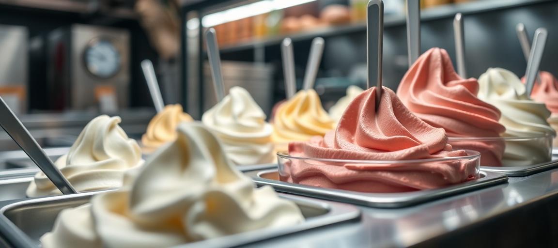 Détail équipement hygiène et matériel professionnel — machine glace italienne camion