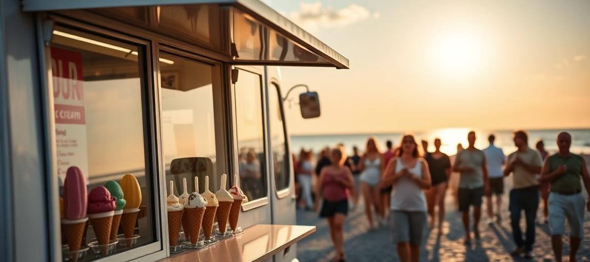Lancer la vente et attirer les clients — machine glace italienne camion