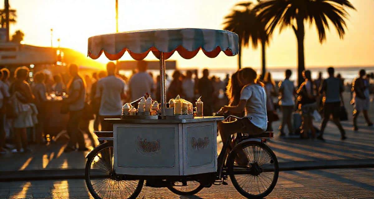 En situation de vente réelle — machine glace italienne camion