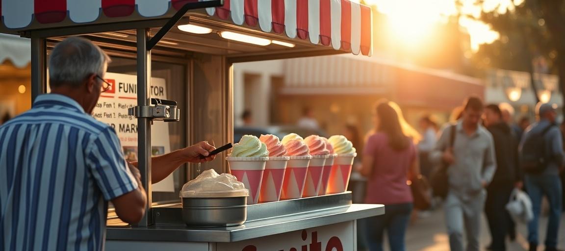 Service en conformité aux normes sanitaires — machine glace italienne camion