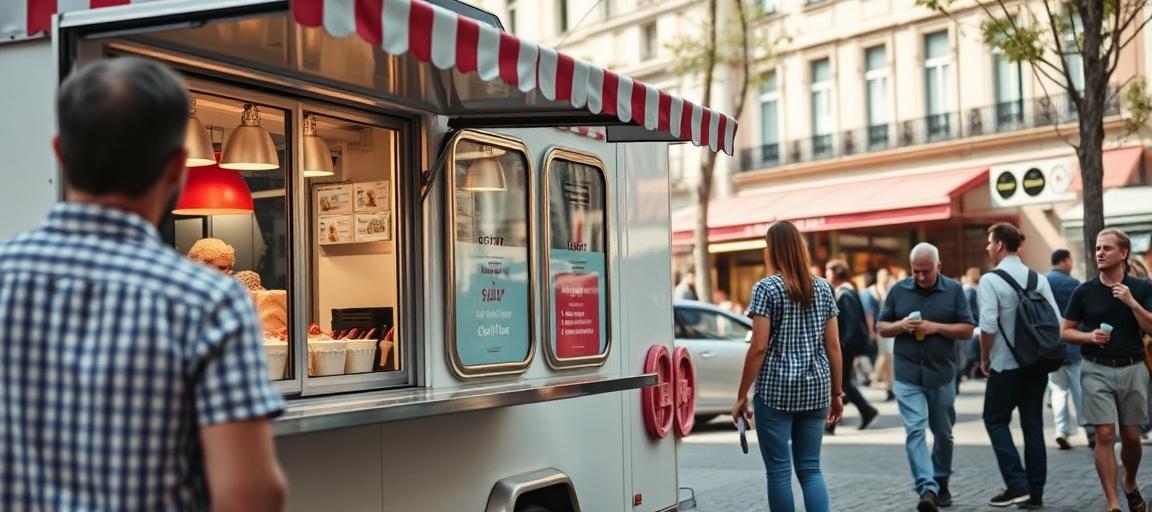 La remorque homologuée en activité — machine glace italienne camion