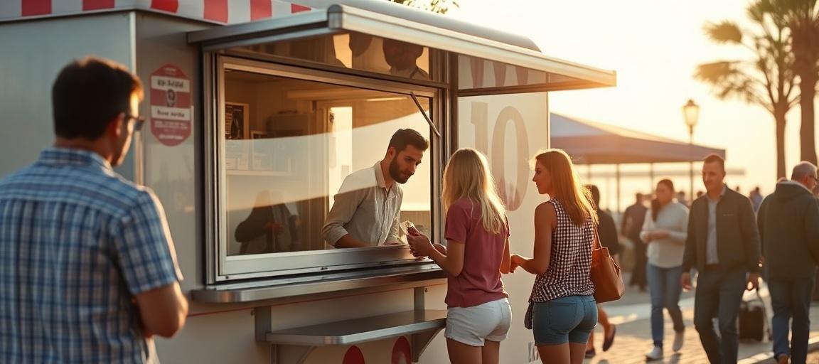 Remorque en action sur un marché français — machine glace italienne camion