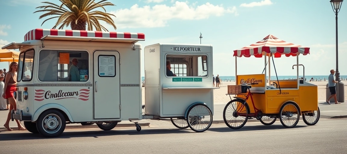 Les formats mobiles de vente de glace — machine glace italienne camion