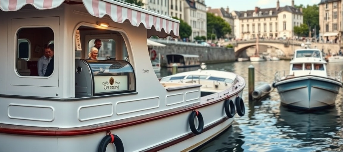 Le bateau ambulant : concept et installation — machine glace italienne camion