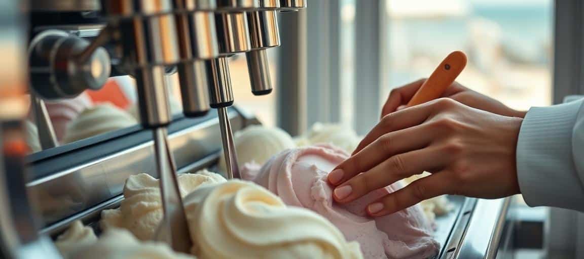 Préparation et service des glaces — machine glace italienne camion