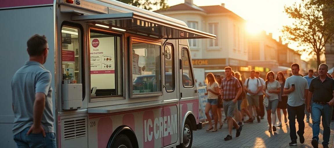 Groupe électrogène en situation de vente — machine glace italienne camion