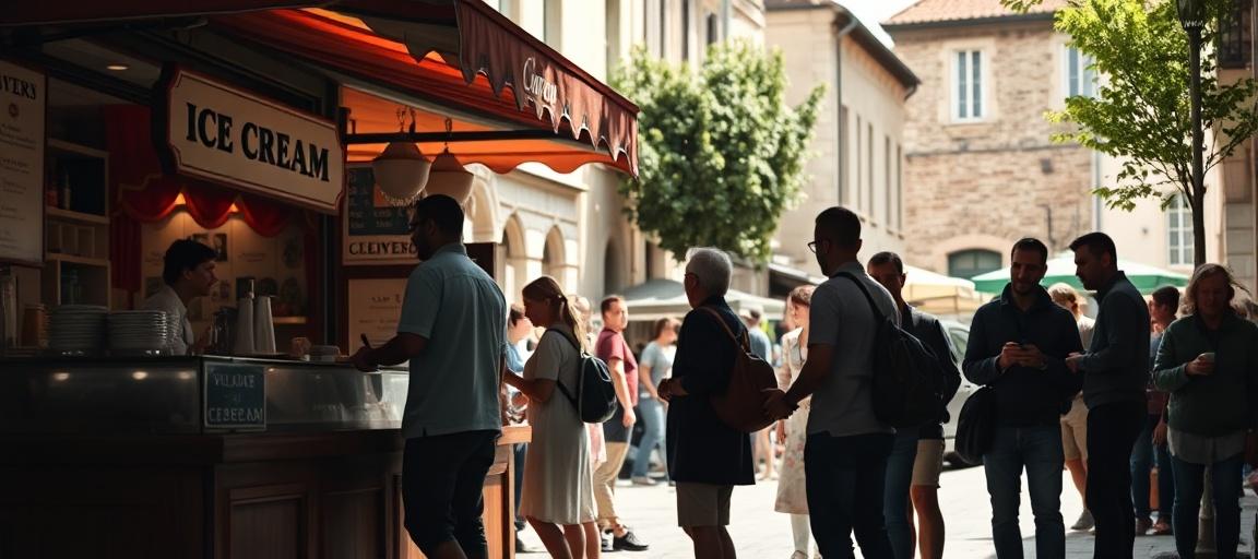 La vente en pratique et satisfaction client — machine glace italienne camion