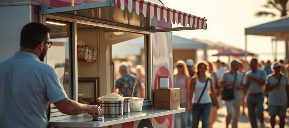 Remorque en situation de vente — machine glace italienne camion