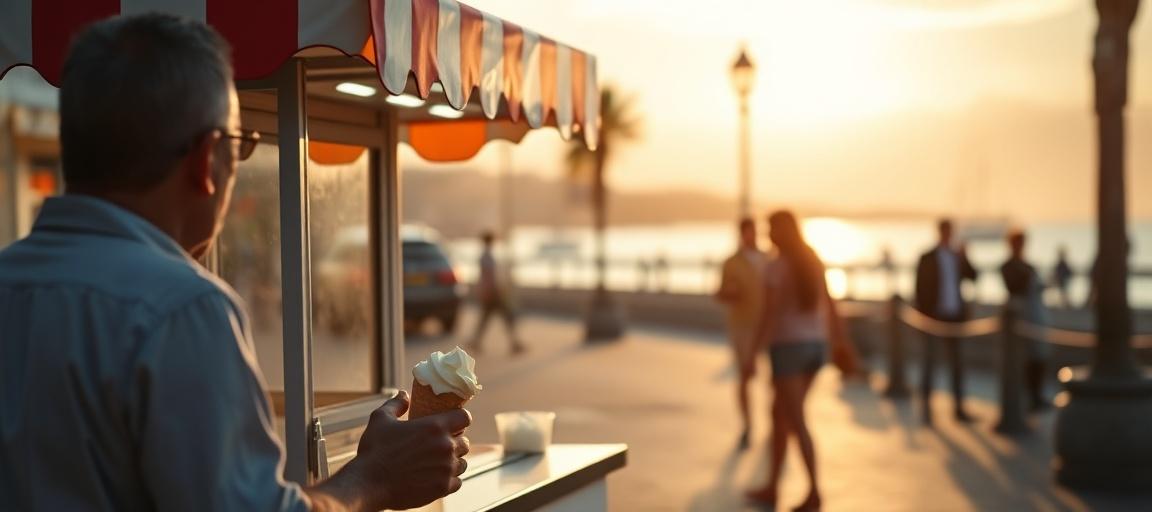 Vente en action : résultats et ambiance — machine glace italienne camion